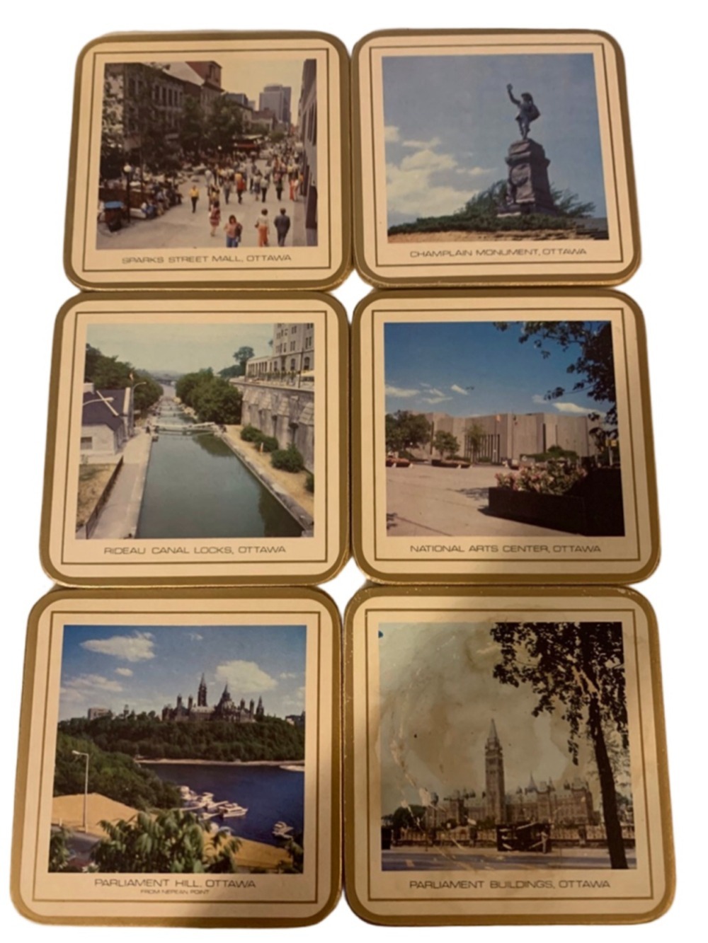Pimpernel Ottawa Scenic Coasters Set of 6 Brown Gold One Size